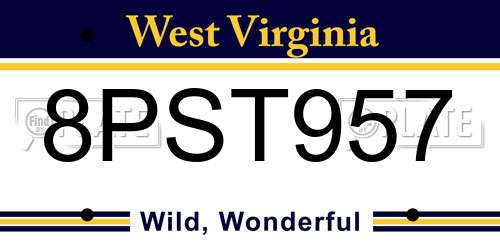 8PST957 West Virginia License Plate