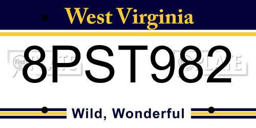 8PST982 West Virginia License Plate