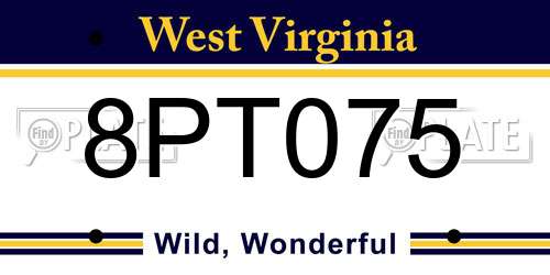 8PT075 West Virginia License Plate