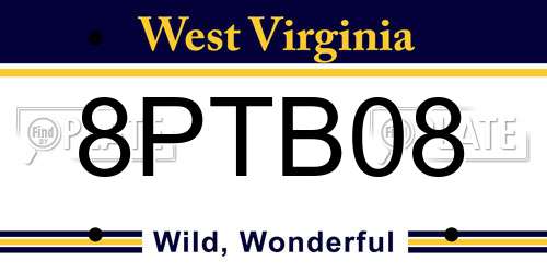 8PTB08 West Virginia License Plate