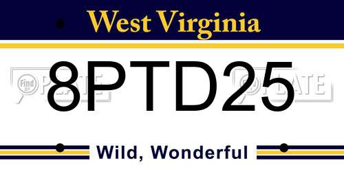 8PTD25 West Virginia License Plate