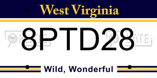 8PTD28 West Virginia License Plate