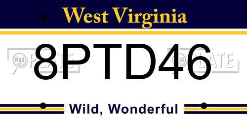 8PTD46 West Virginia License Plate
