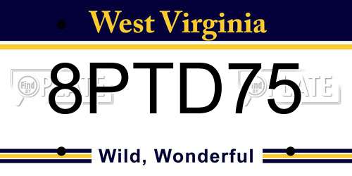 8PTD75 West Virginia License Plate