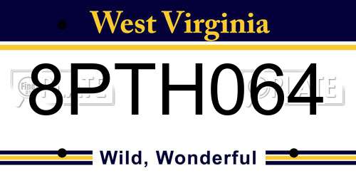 8PTH064 West Virginia License Plate