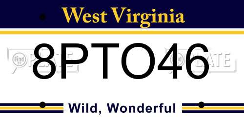 8PTO46 West Virginia License Plate