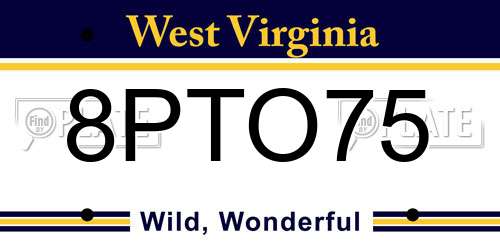 8PTO75 West Virginia License Plate