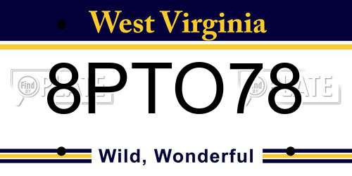 8PTO78 West Virginia License Plate