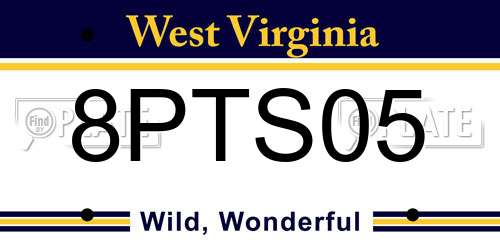 8PTS05 West Virginia License Plate