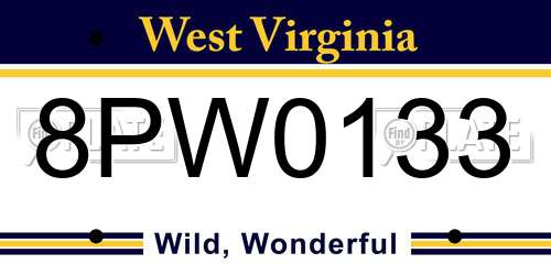 8PW0133 West Virginia License Plate