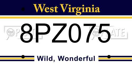 8PZ075 West Virginia License Plate