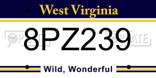 8PZ239 West Virginia License Plate