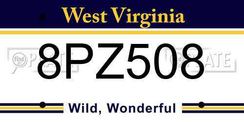 8PZ508 West Virginia License Plate
