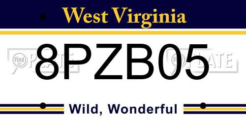 8PZB05 West Virginia License Plate