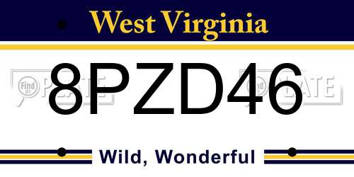 8PZD46 West Virginia License Plate