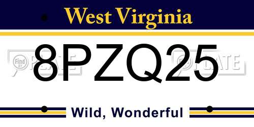 8PZQ25 West Virginia License Plate