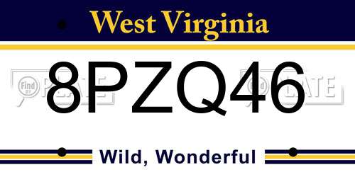 8PZQ46 West Virginia License Plate