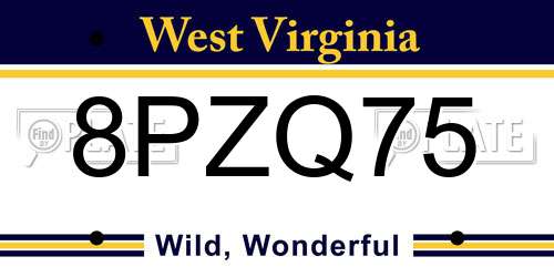 8PZQ75 West Virginia License Plate