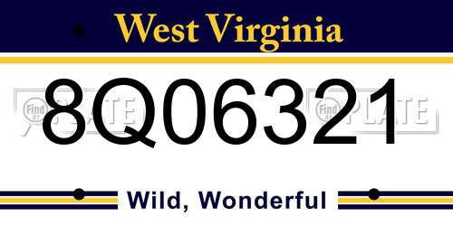 8Q06321 West Virginia License Plate