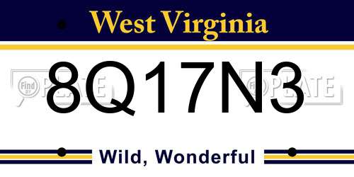 8Q17N3 West Virginia License Plate