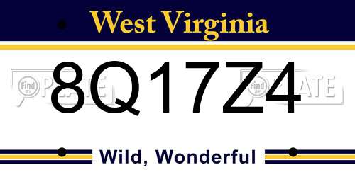 8Q17Z4 West Virginia License Plate