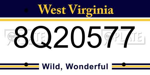 8Q20577 West Virginia License Plate