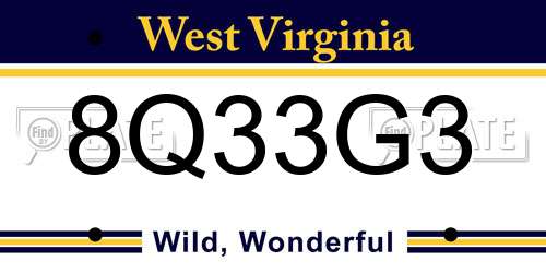 8Q33G3 West Virginia License Plate