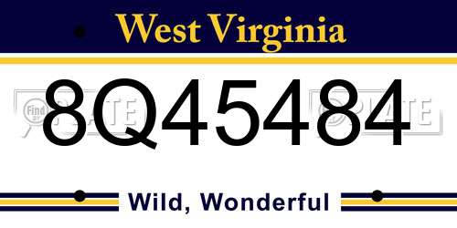 8Q45484 West Virginia License Plate