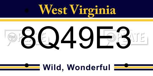 8Q49E3 West Virginia License Plate