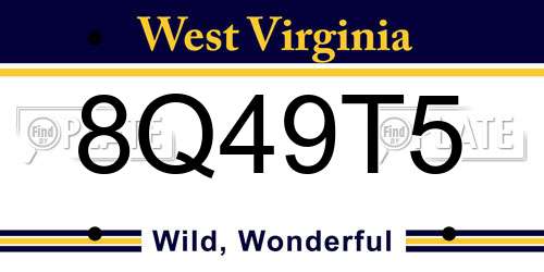 8Q49T5 West Virginia License Plate