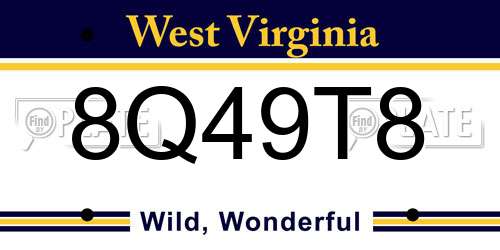 8Q49T8 West Virginia License Plate