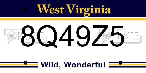 8Q49Z5 West Virginia License Plate