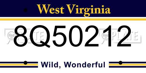 8Q50212 West Virginia License Plate
