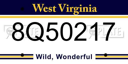 8Q50217 West Virginia License Plate