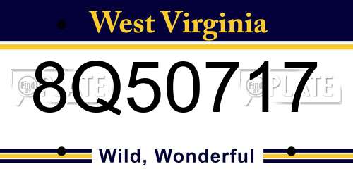 8Q50717 West Virginia License Plate