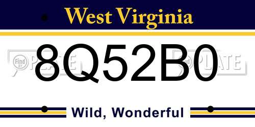 8Q52B0 West Virginia License Plate