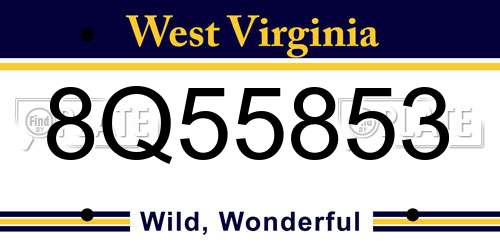 8Q55853 West Virginia License Plate