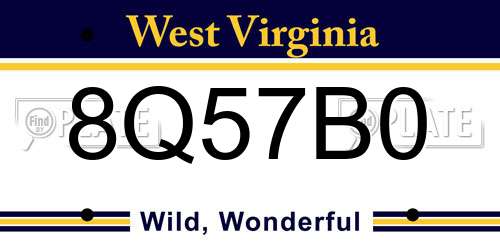 8Q57B0 West Virginia License Plate