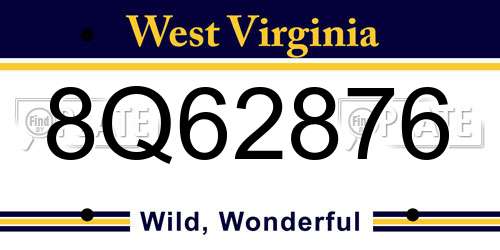 8Q62876 West Virginia License Plate