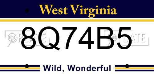 8Q74B5 West Virginia License Plate