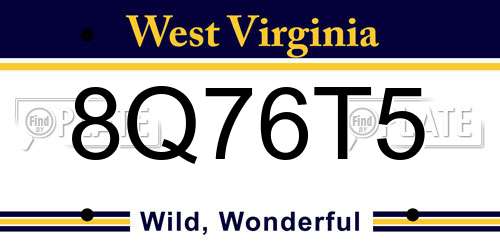 8Q76T5 West Virginia License Plate