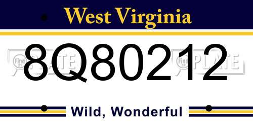 8Q80212 West Virginia License Plate