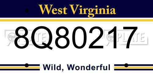 8Q80217 West Virginia License Plate