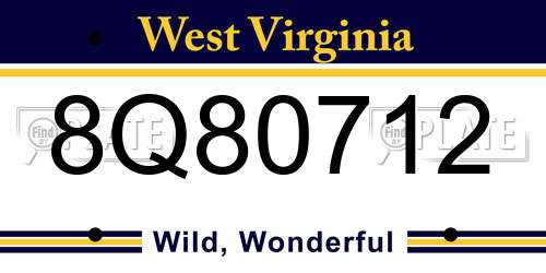 8Q80712 West Virginia License Plate