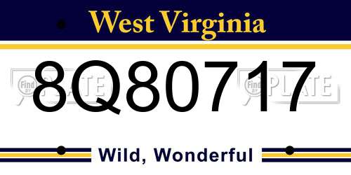 8Q80717 West Virginia License Plate