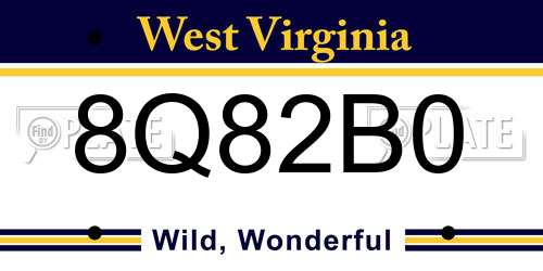 8Q82B0 West Virginia License Plate