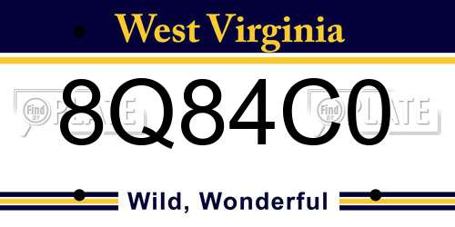 8Q84C0 West Virginia License Plate