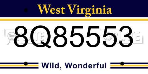 8Q85553 West Virginia License Plate