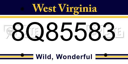 8Q85583 West Virginia License Plate