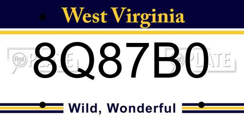 8Q87B0 West Virginia License Plate